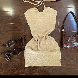 Soft oat colored halter dress